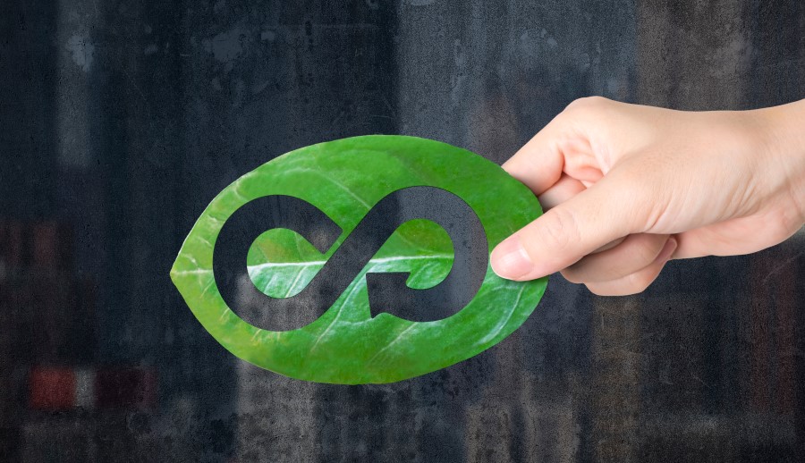 Circular Economy represented in leaf with infinity sign